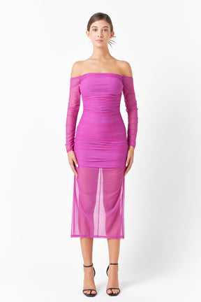 ENDLESS ROSE - Mesh Off the Shoulder Maxi Dress - DRESSES available at Objectrare