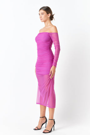 ENDLESS ROSE - Mesh Off the Shoulder Maxi Dress - DRESSES available at Objectrare