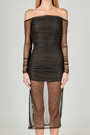 ENDLESS ROSE - Mesh Off the Shoulder Maxi Dress - DRESSES available at Objectrare