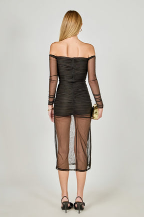 ENDLESS ROSE - Mesh Off the Shoulder Maxi Dress - DRESSES available at Objectrare