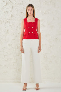 ENDLESS ROSE - Tweed Fringed Double Button Top - TOPS available at Objectrare