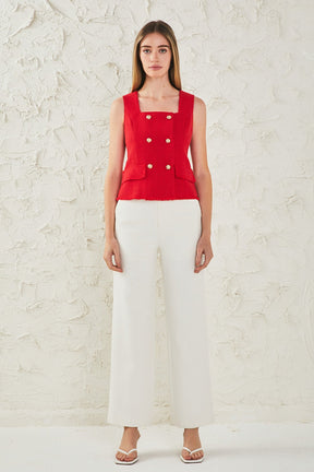 ENDLESS ROSE - Tweed Fringed Double Button Top - TOPS available at Objectrare