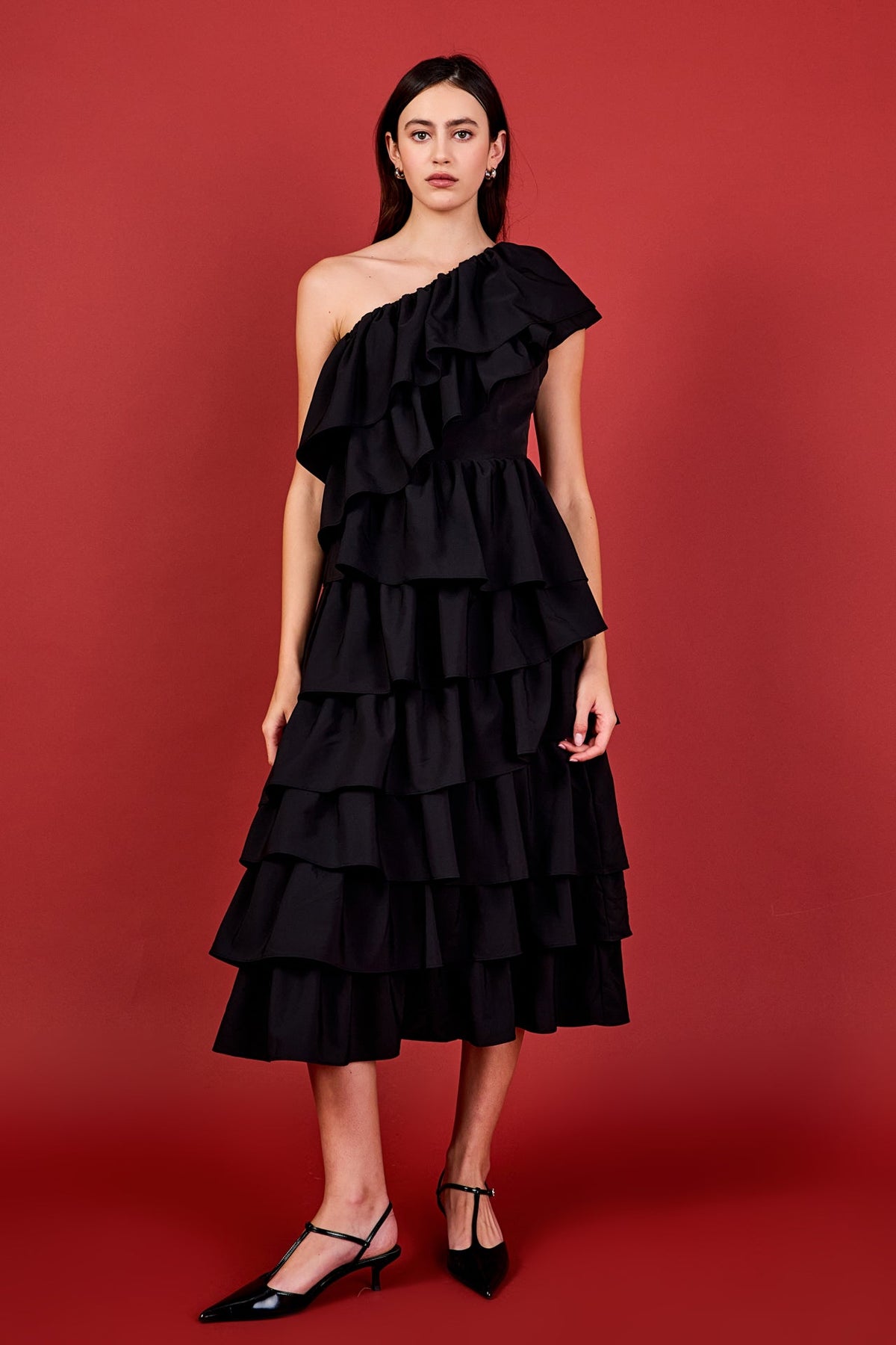 ENDLESS ROSE - One Shoulder Tiered Maxi Dress - DRESSES available at Objectrare