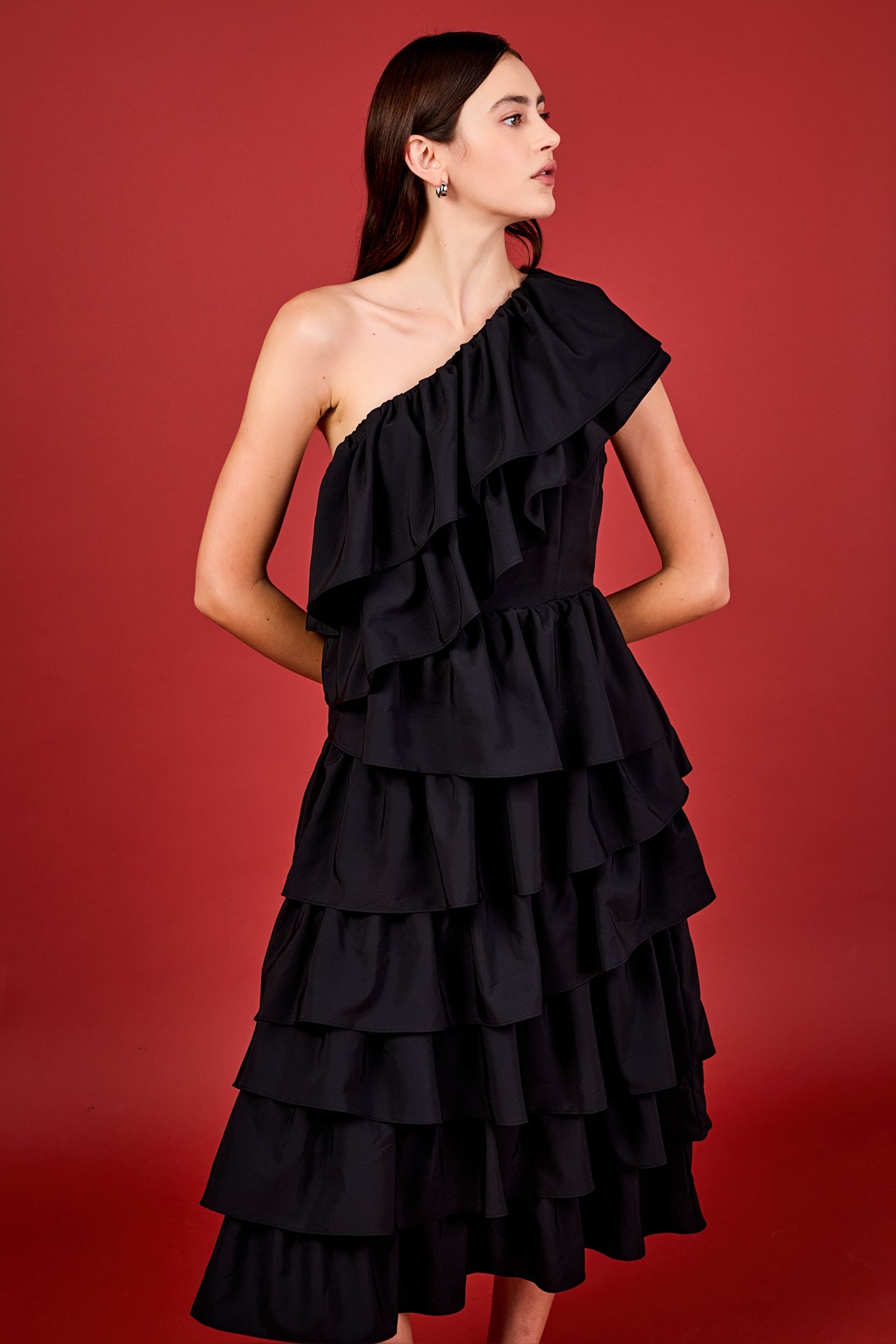 ENDLESS ROSE - One Shoulder Tiered Maxi Dress - DRESSES available at Objectrare