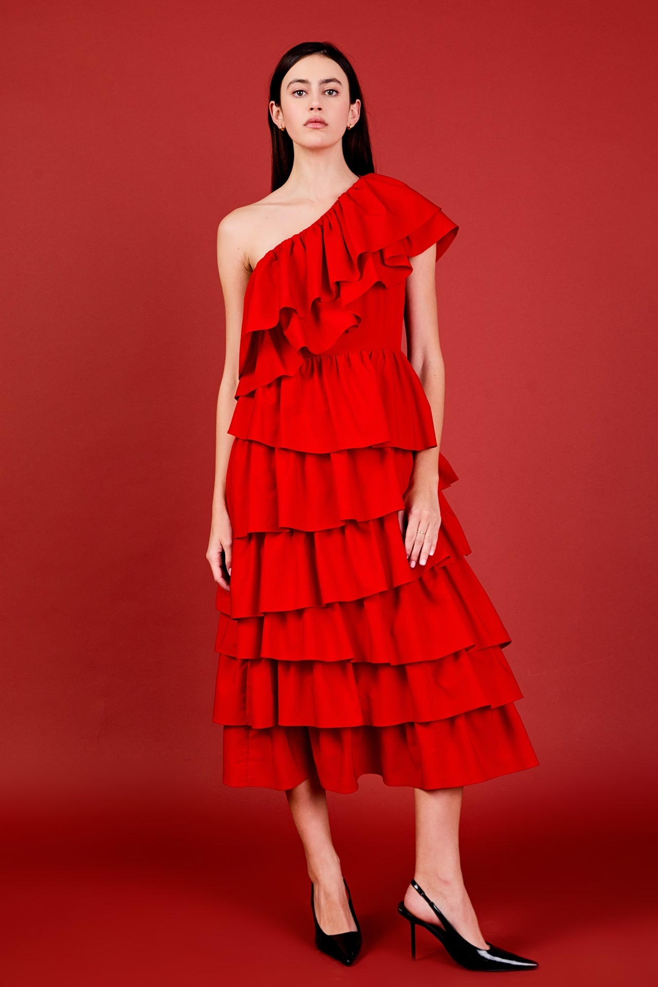 ENDLESS ROSE - One Shoulder Tiered Maxi Dress - DRESSES available at Objectrare