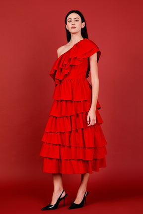 ENDLESS ROSE - One Shoulder Tiered Maxi Dress - DRESSES available at Objectrare