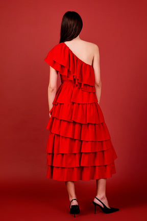 ENDLESS ROSE - One Shoulder Tiered Maxi Dress - DRESSES available at Objectrare