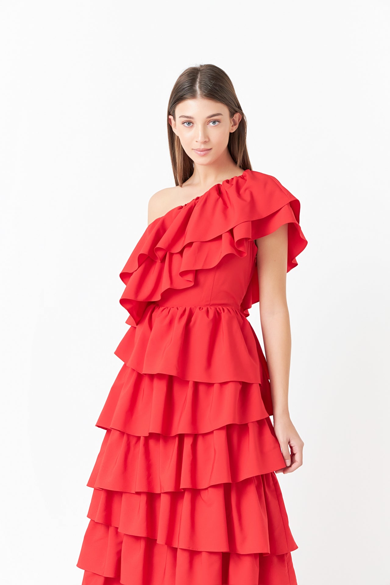 ENDLESS ROSE - One Shoulder Tiered Maxi Dress - DRESSES available at Objectrare