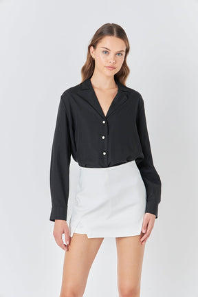 ENDLESS ROSE - Endless Rose - Pearl Button Collared Shirt - SHIRTS & BLOUSES available at Objectrare