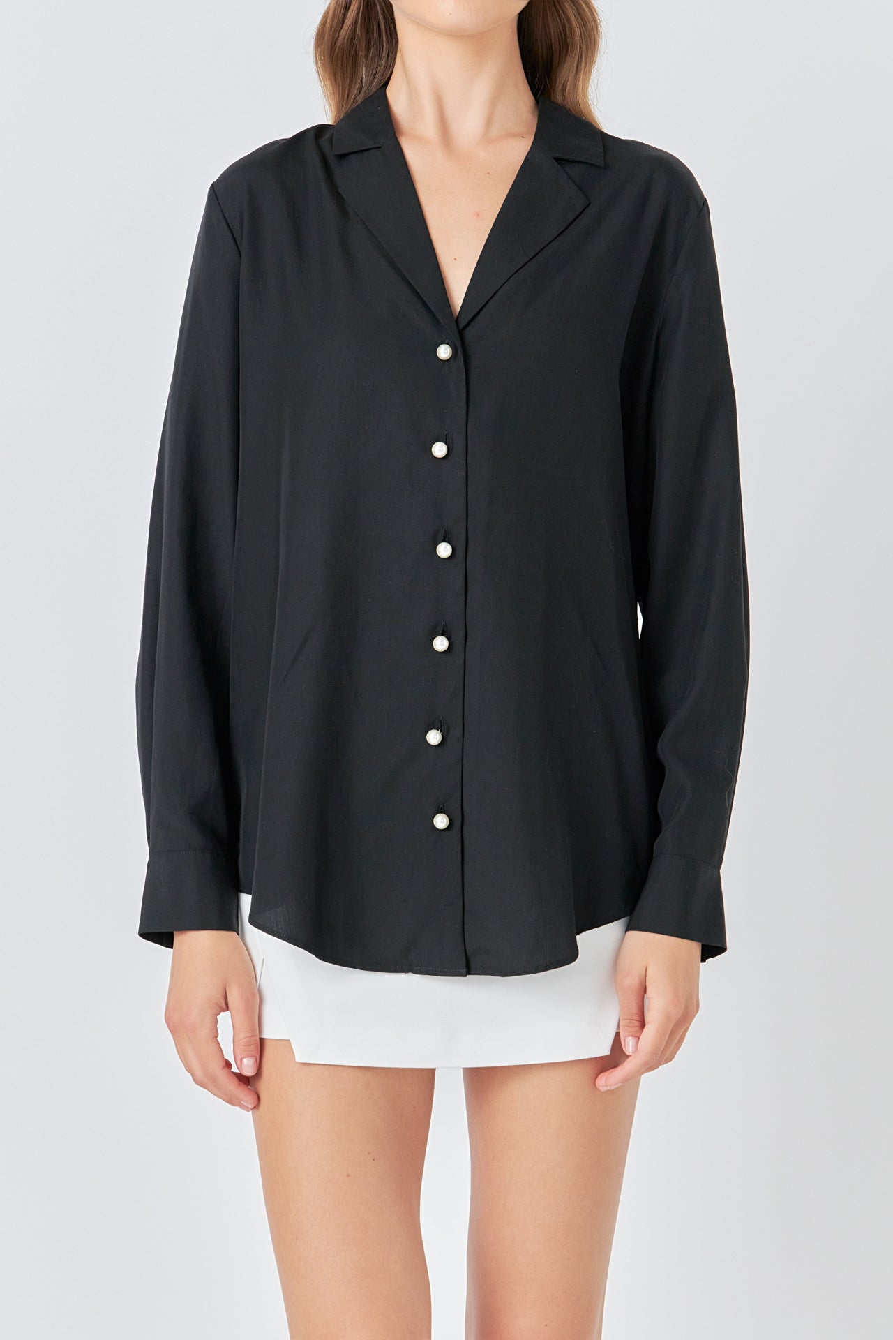 ENDLESS ROSE - Pearl Button Collared Shirt - SHIRTS & BLOUSES available at Objectrare