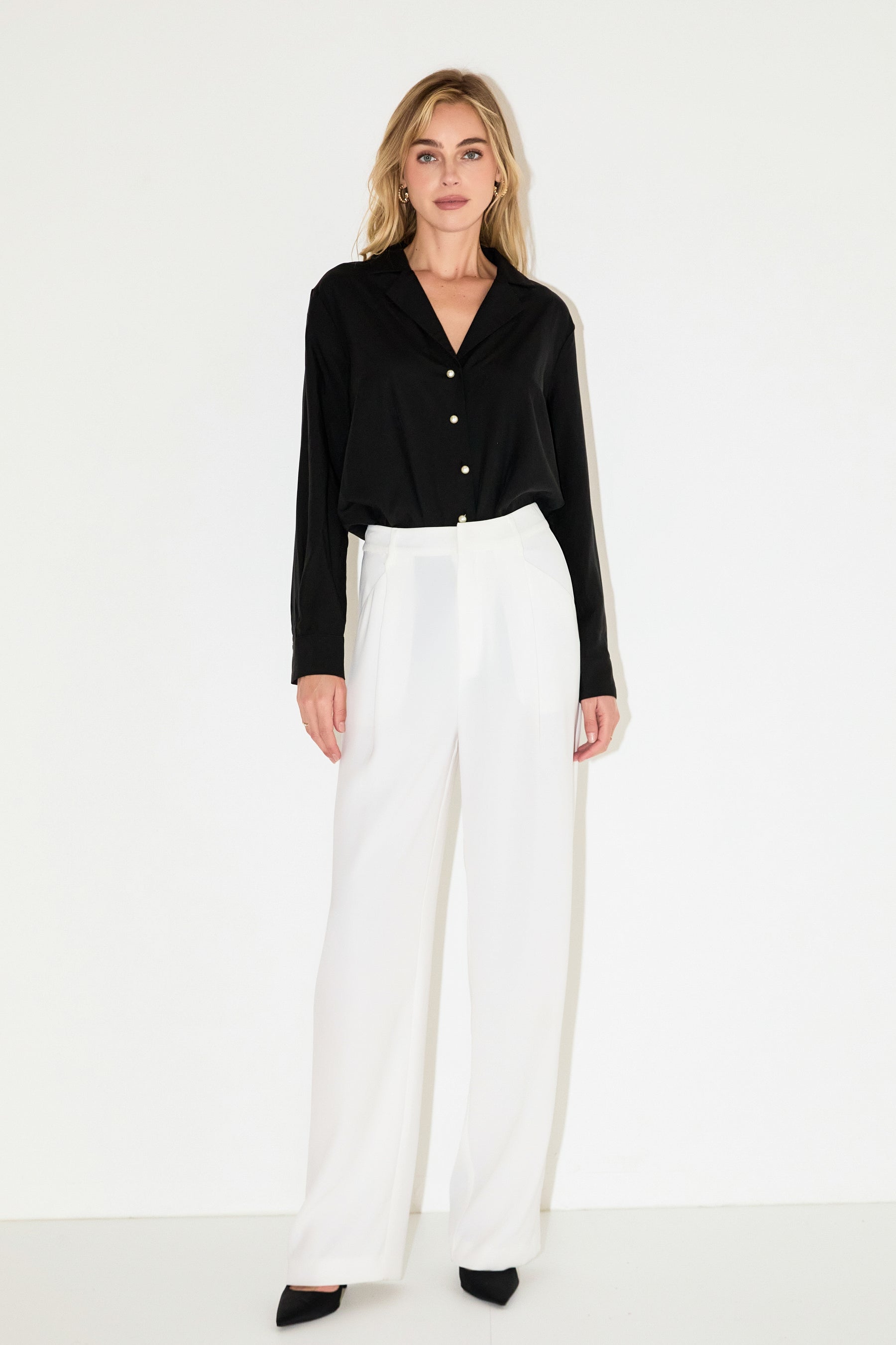 ENDLESS ROSE - Pearl Button Collared Shirt - SHIRTS & BLOUSES available at Objectrare