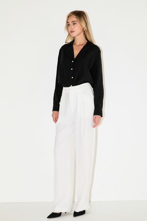 ENDLESS ROSE - Pearl Button Collared Shirt - SHIRTS & BLOUSES available at Objectrare