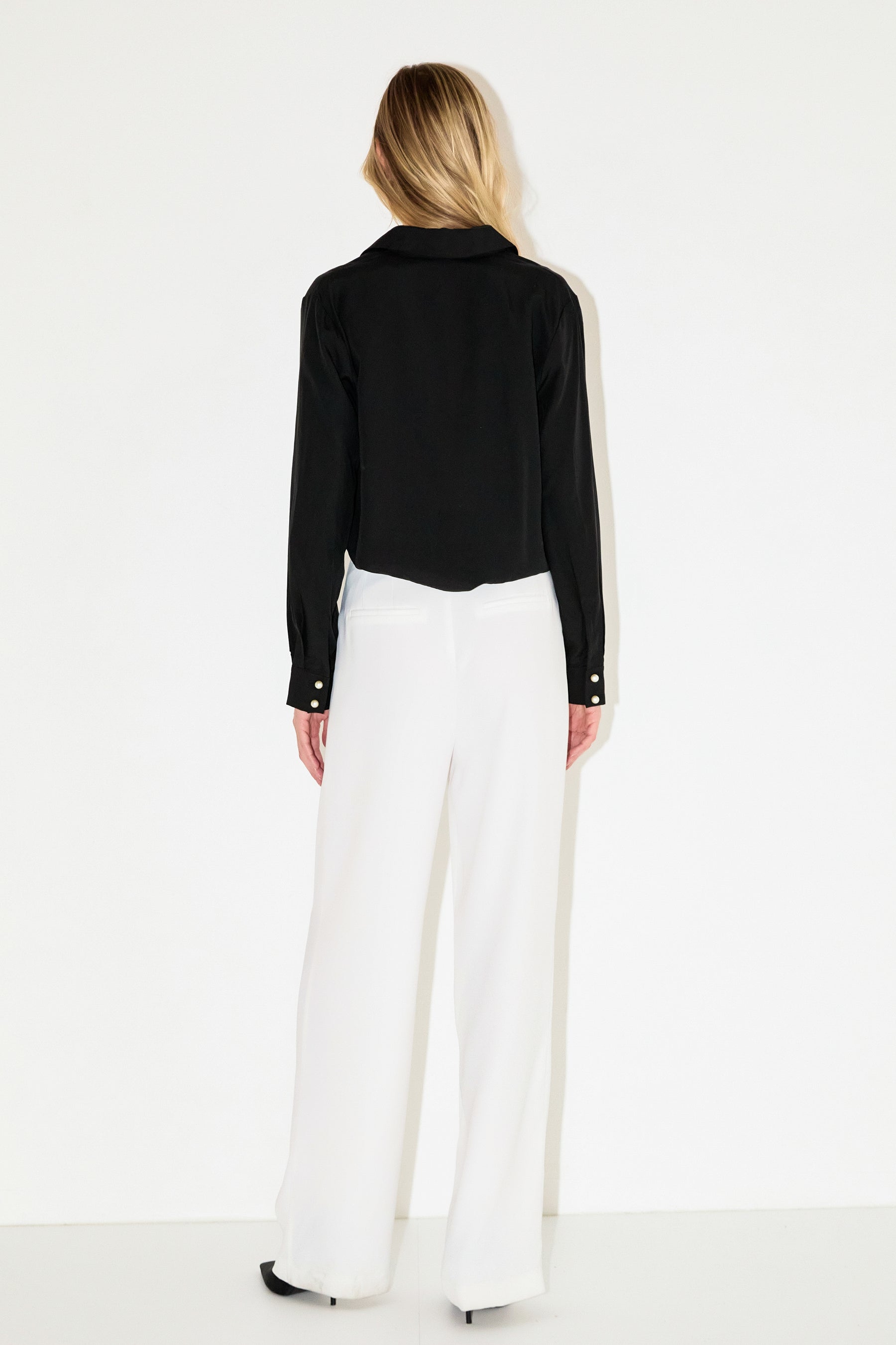 ENDLESS ROSE - Pearl Button Collared Shirt - SHIRTS & BLOUSES available at Objectrare