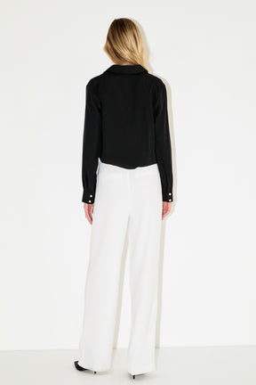 ENDLESS ROSE - Pearl Button Collared Shirt - SHIRTS & BLOUSES available at Objectrare