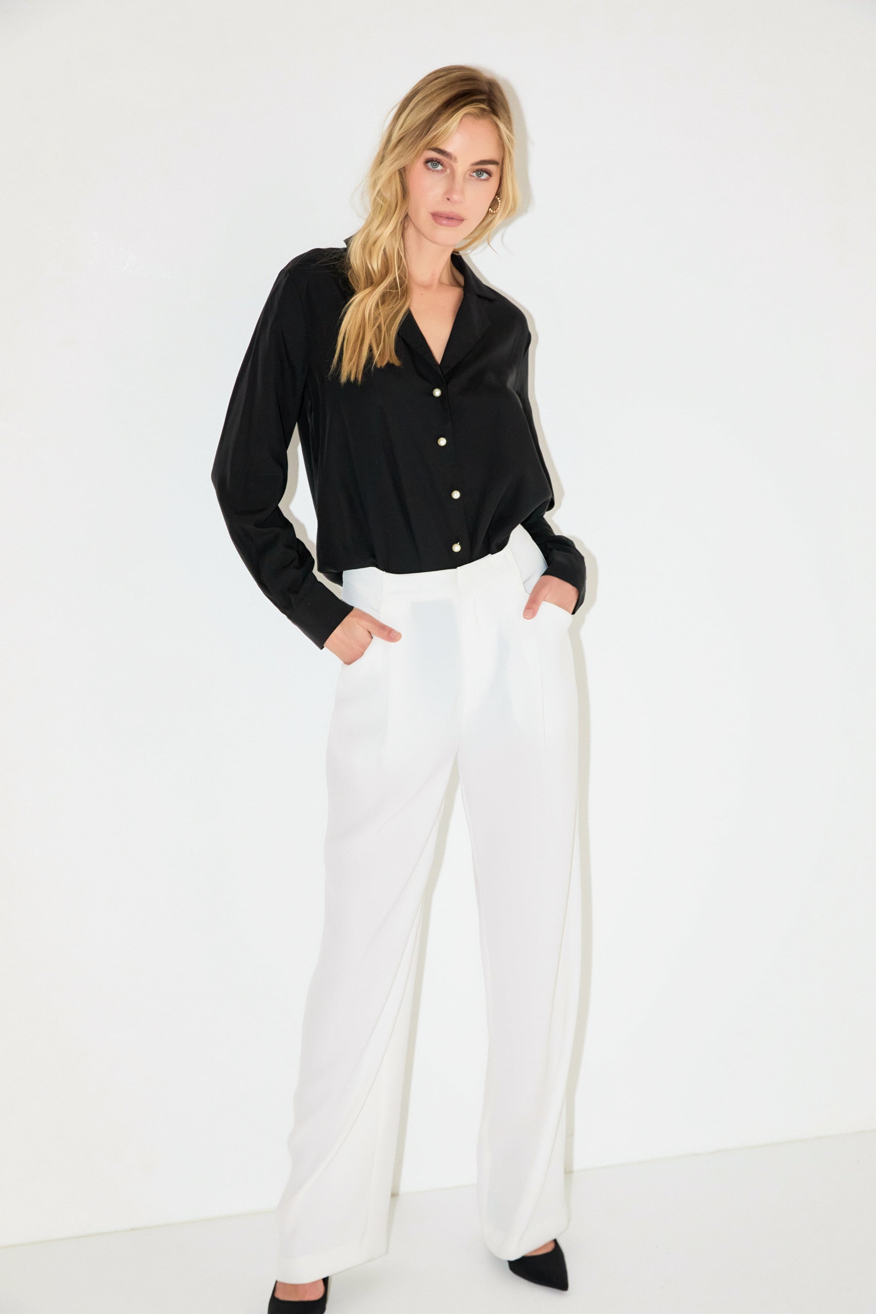 ENDLESS ROSE - Pearl Button Collared Shirt - SHIRTS & BLOUSES available at Objectrare