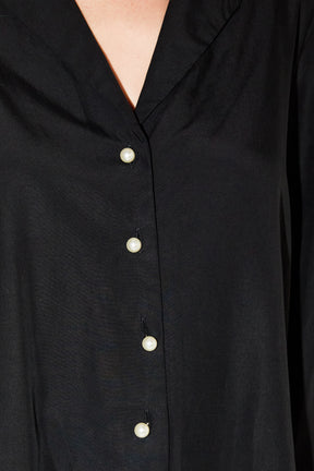 ENDLESS ROSE - Pearl Button Collared Shirt - SHIRTS & BLOUSES available at Objectrare