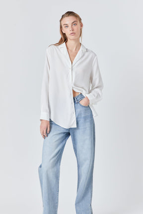 ENDLESS ROSE - Pearl Button Collared Shirt - SHIRTS & BLOUSES available at Objectrare