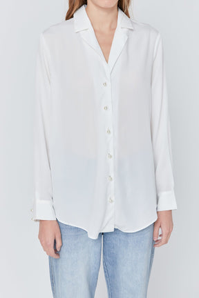 ENDLESS ROSE - Endless Rose - Pearl Button Collared Shirt - SHIRTS & BLOUSES available at Objectrare