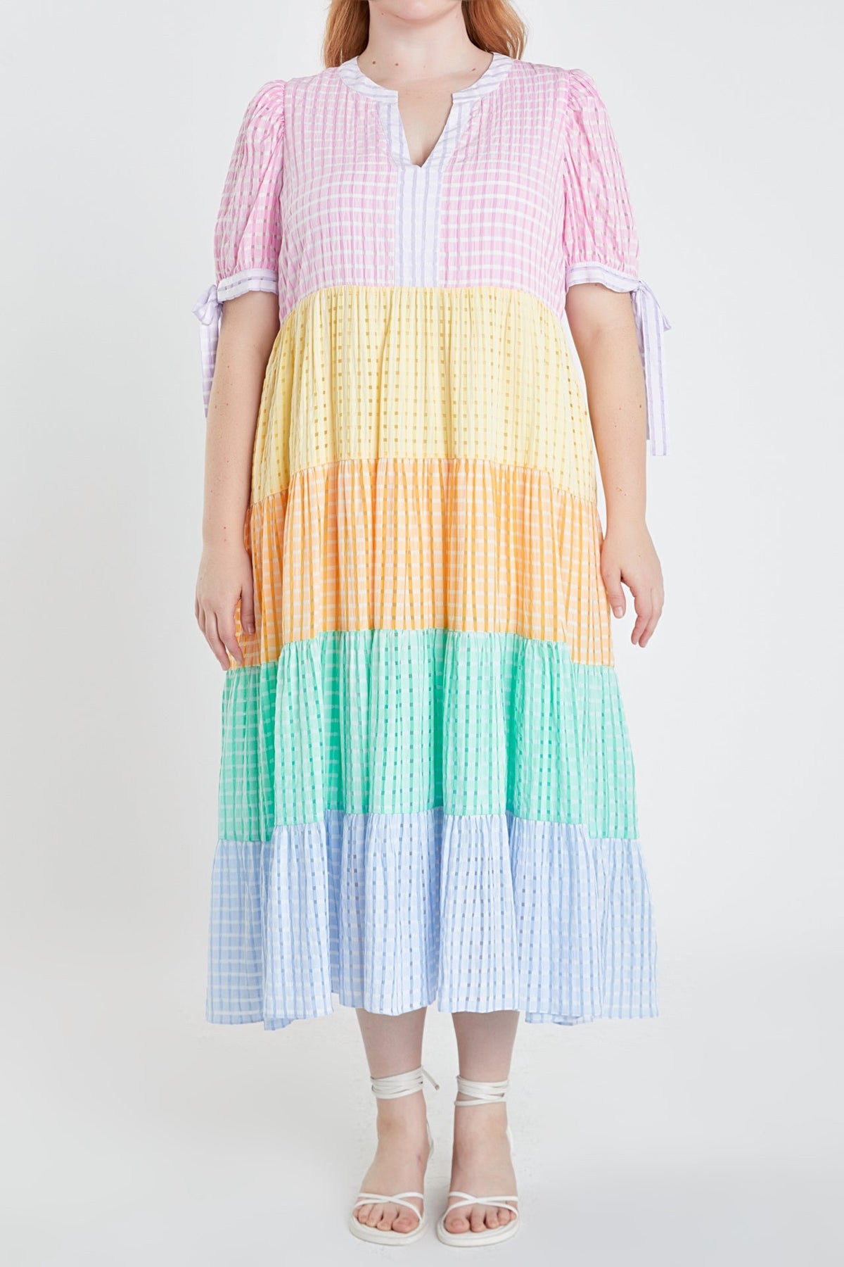 ENGLISH FACTORY - Colorblock Bow Tie Sleeve Maxi Dress - DRESSES available at Objectrare