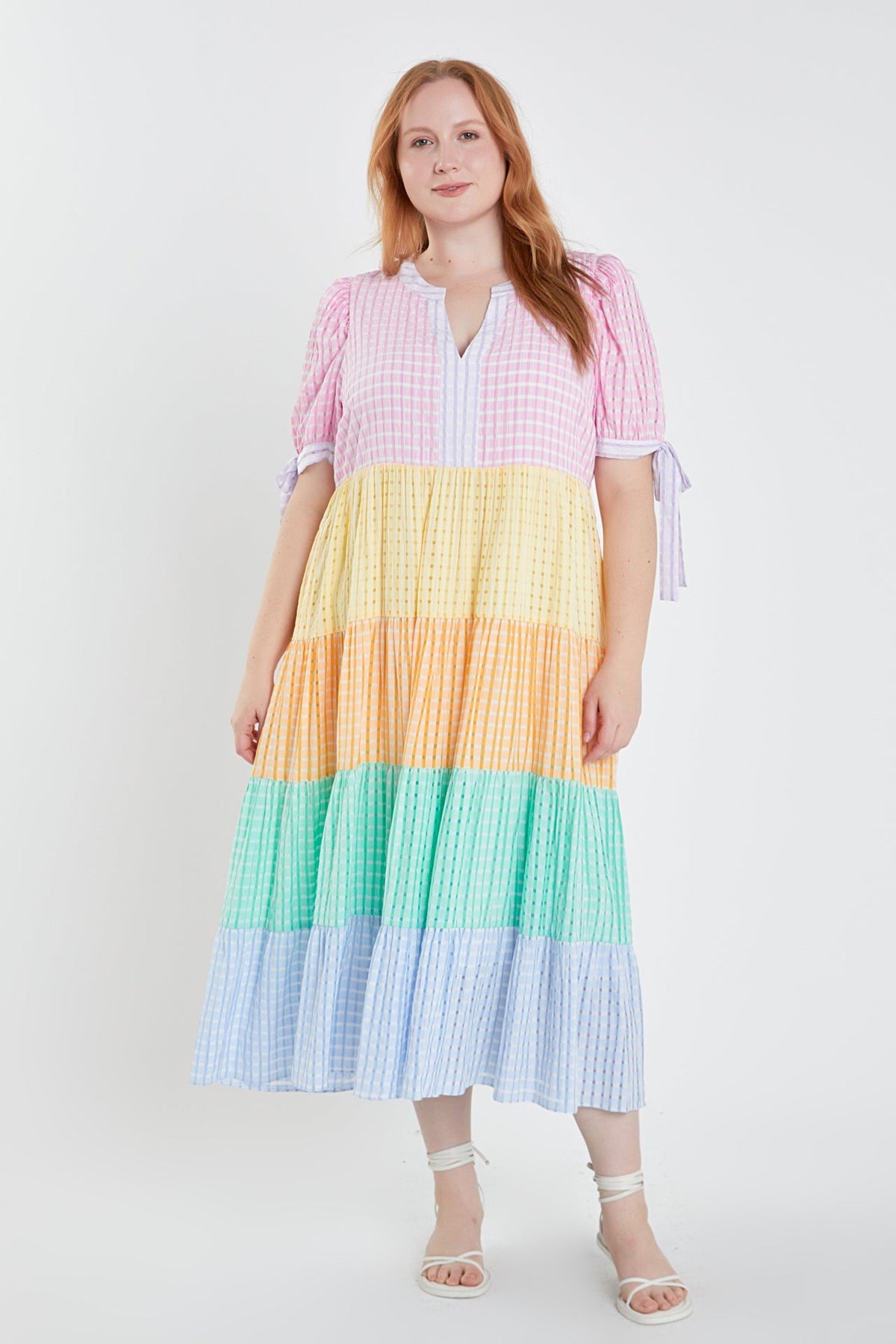 ENGLISH FACTORY - Colorblock Bow Tie Sleeve Maxi Dress - DRESSES available at Objectrare