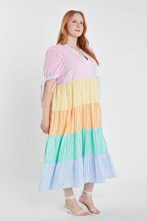 ENGLISH FACTORY - Colorblock Bow Tie Sleeve Maxi Dress - DRESSES available at Objectrare