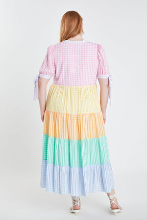 ENGLISH FACTORY - Colorblock Bow Tie Sleeve Maxi Dress - DRESSES available at Objectrare