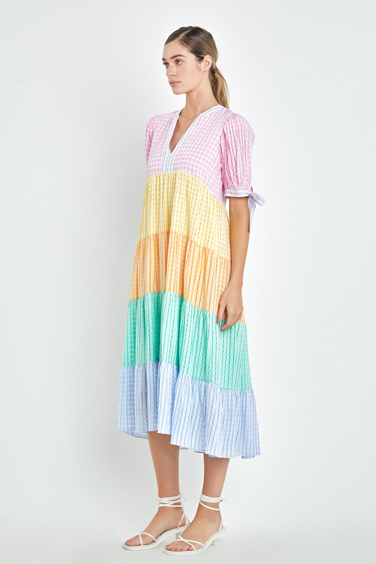 ENGLISH FACTORY - Colorblock Bow Tie Sleeve Maxi Dress - DRESSES available at Objectrare
