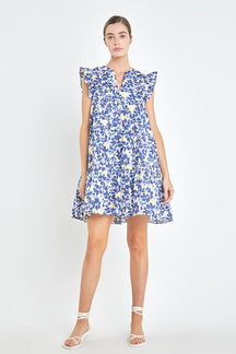 ENGLISH FACTORY - Floral Printed Babydoll Mini Dress - DRESSES available at Objectrare