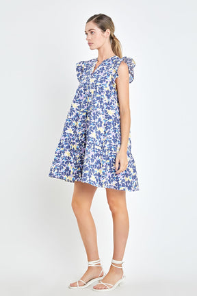 ENGLISH FACTORY - Floral Printed Babydoll Mini Dress - DRESSES available at Objectrare