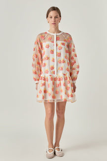 ENGLISH FACTORY - Floral Organza Buttoned Mini Dress - DRESSES available at Objectrare