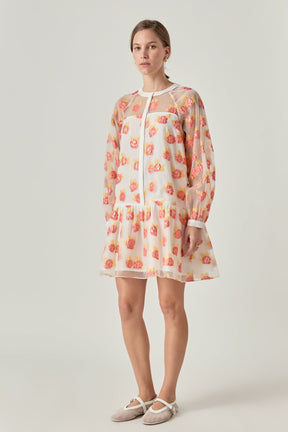 ENGLISH FACTORY - Floral Organza Buttoned Mini Dress - DRESSES available at Objectrare