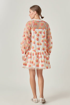 ENGLISH FACTORY - Floral Organza Buttoned Mini Dress - DRESSES available at Objectrare