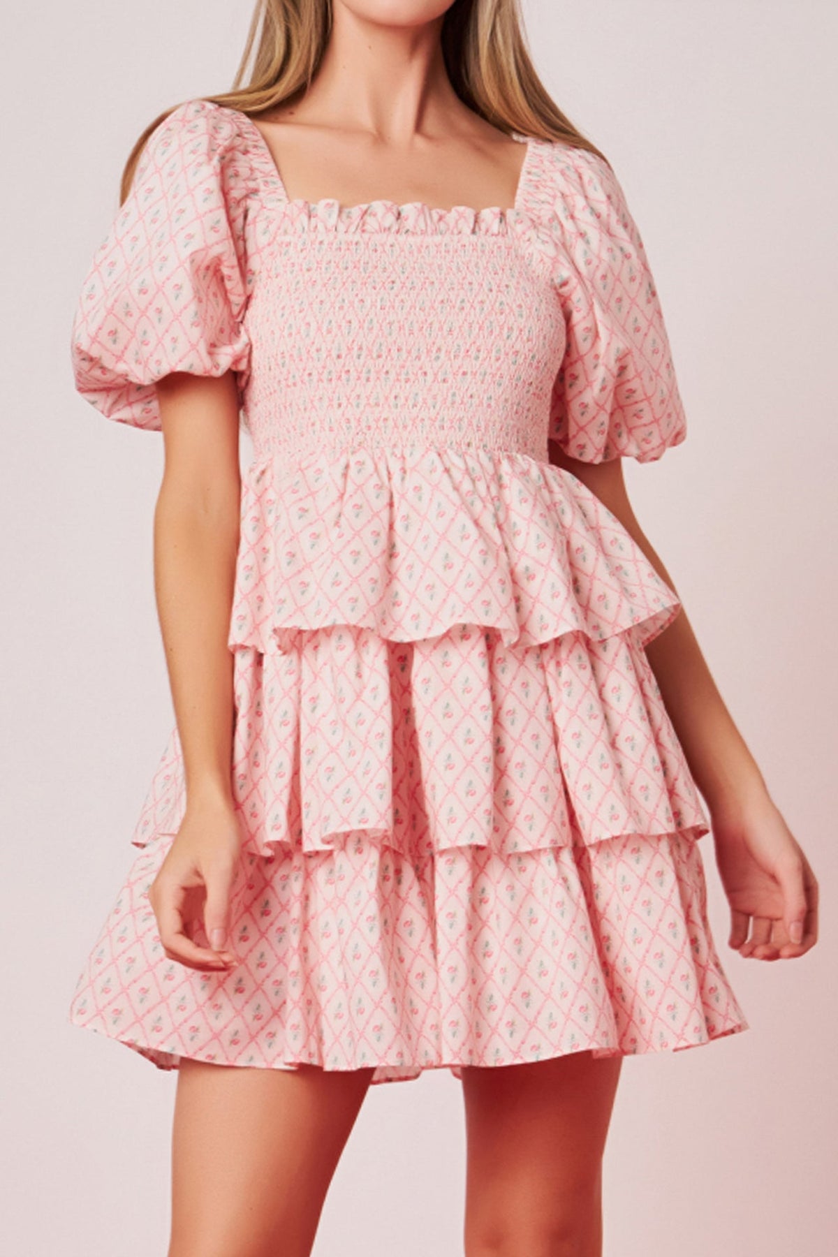 ENGLISH FACTORY - Floral Smocked Tiered Mini Dress - DRESSES available at Objectrare