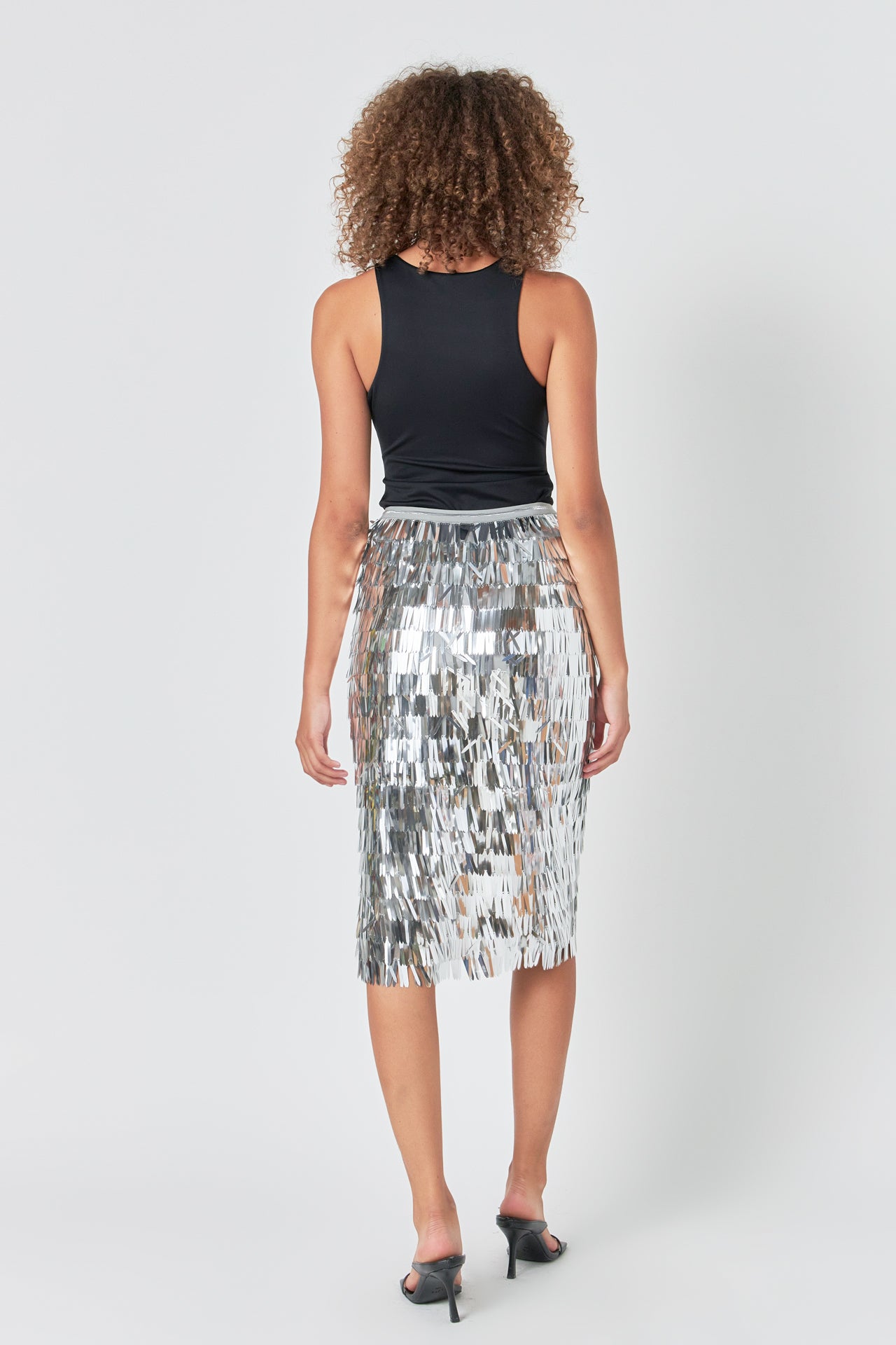 ENDLESS ROSE - Fringed Metallic Midi Skirt - SKIRTS available at Objectrare