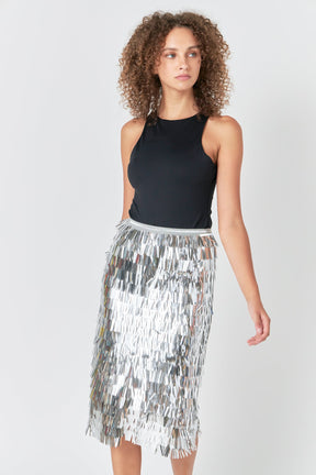 ENDLESS ROSE - Endless Rose - Fringed Metallic Midi Skirt - SKIRTS available at Objectrare