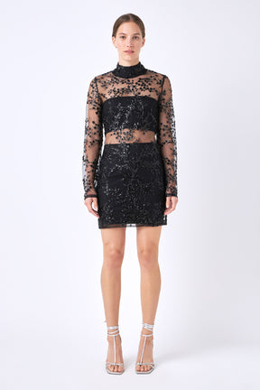 ENDLESS ROSE - Sequins Embroidered Mini Dress - DRESSES available at Objectrare