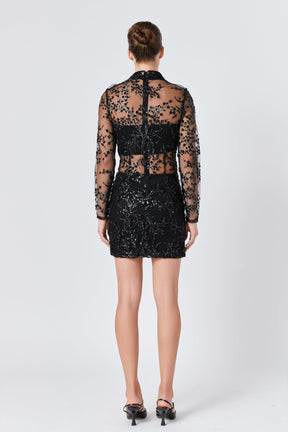 ENDLESS ROSE - Endless Rose - Sequins Embroidered Mini Dress - DRESSES available at Objectrare