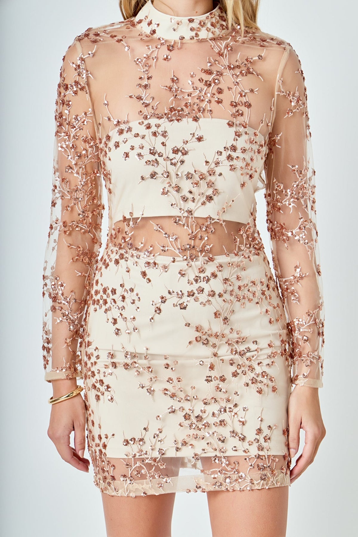 ENDLESS ROSE - Sequins Embroidered Mini Dress - DRESSES available at Objectrare