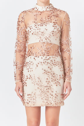 ENDLESS ROSE - Sequins Embroidered Mini Dress - DRESSES available at Objectrare