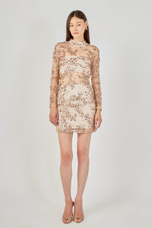 ENDLESS ROSE - Sequins Embroidered Mini Dress - DRESSES available at Objectrare