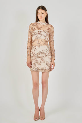 ENDLESS ROSE - Sequins Embroidered Mini Dress - DRESSES available at Objectrare