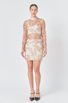 ENDLESS ROSE - Sequins Embroidered Mini Dress - DRESSES available at Objectrare