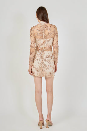 ENDLESS ROSE - Sequins Embroidered Mini Dress - DRESSES available at Objectrare