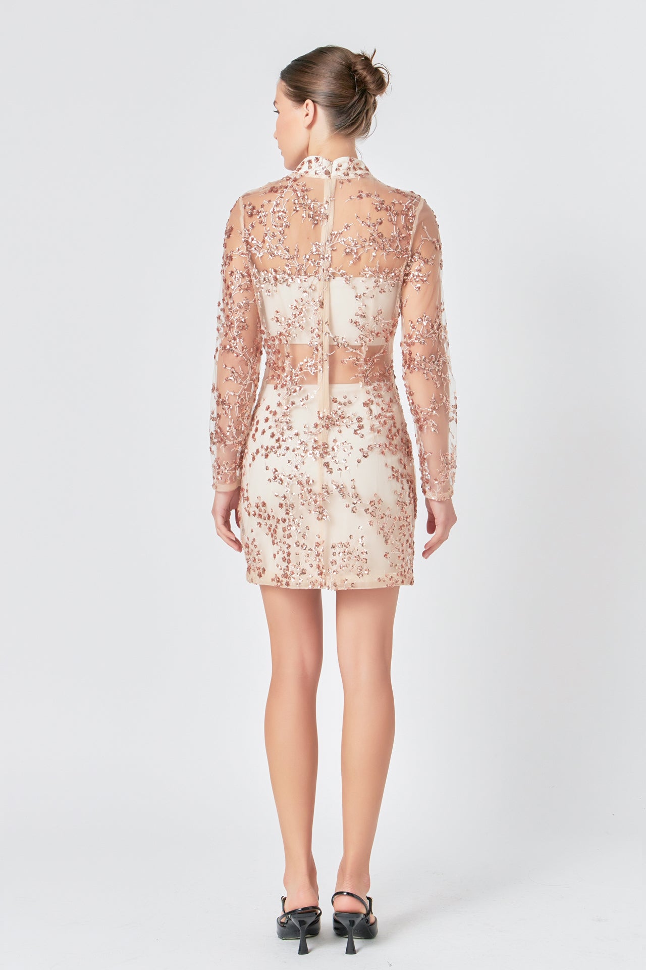 ENDLESS ROSE - Sequins Embroidered Mini Dress - DRESSES available at Objectrare