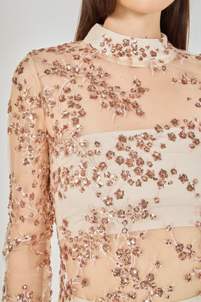 ENDLESS ROSE - Sequins Embroidered Mini Dress - DRESSES available at Objectrare
