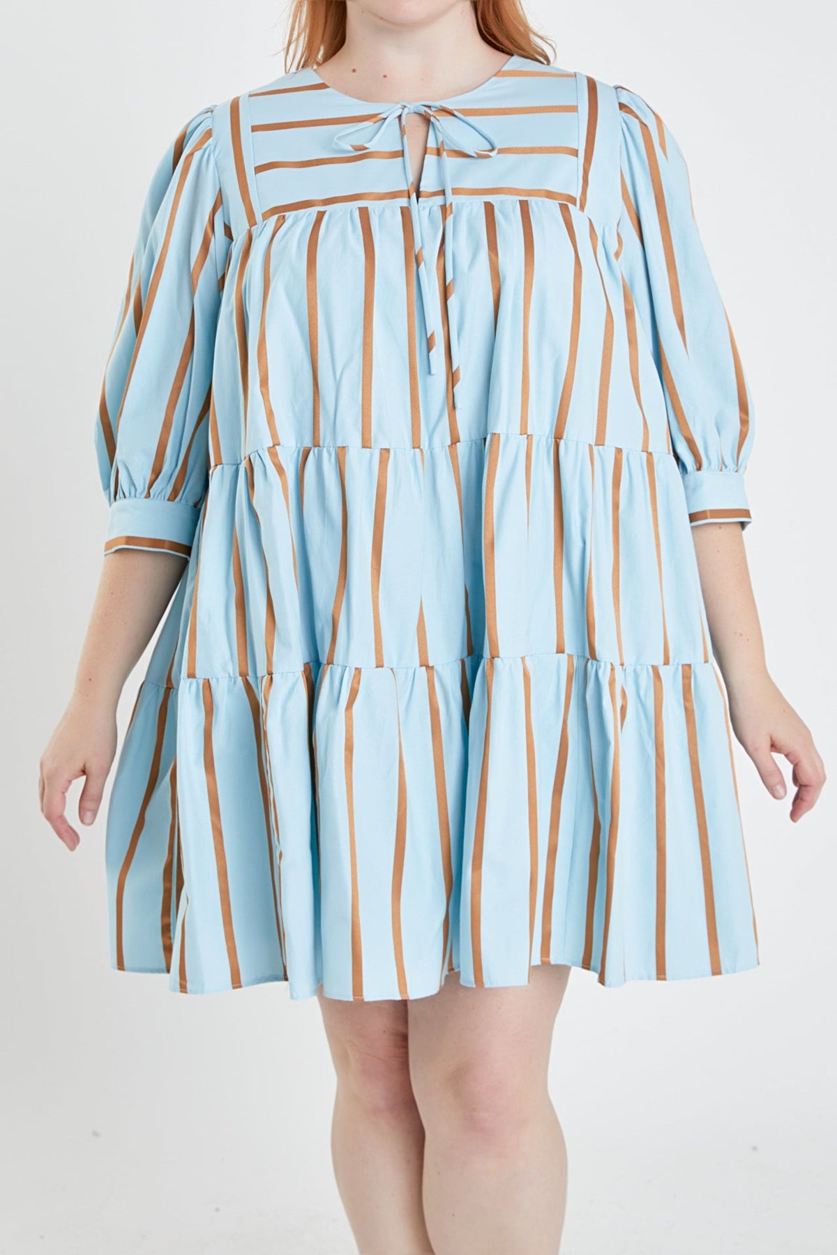 ENGLISH FACTORY - Striped Blouson Mini Dress - DRESSES available at Objectrare