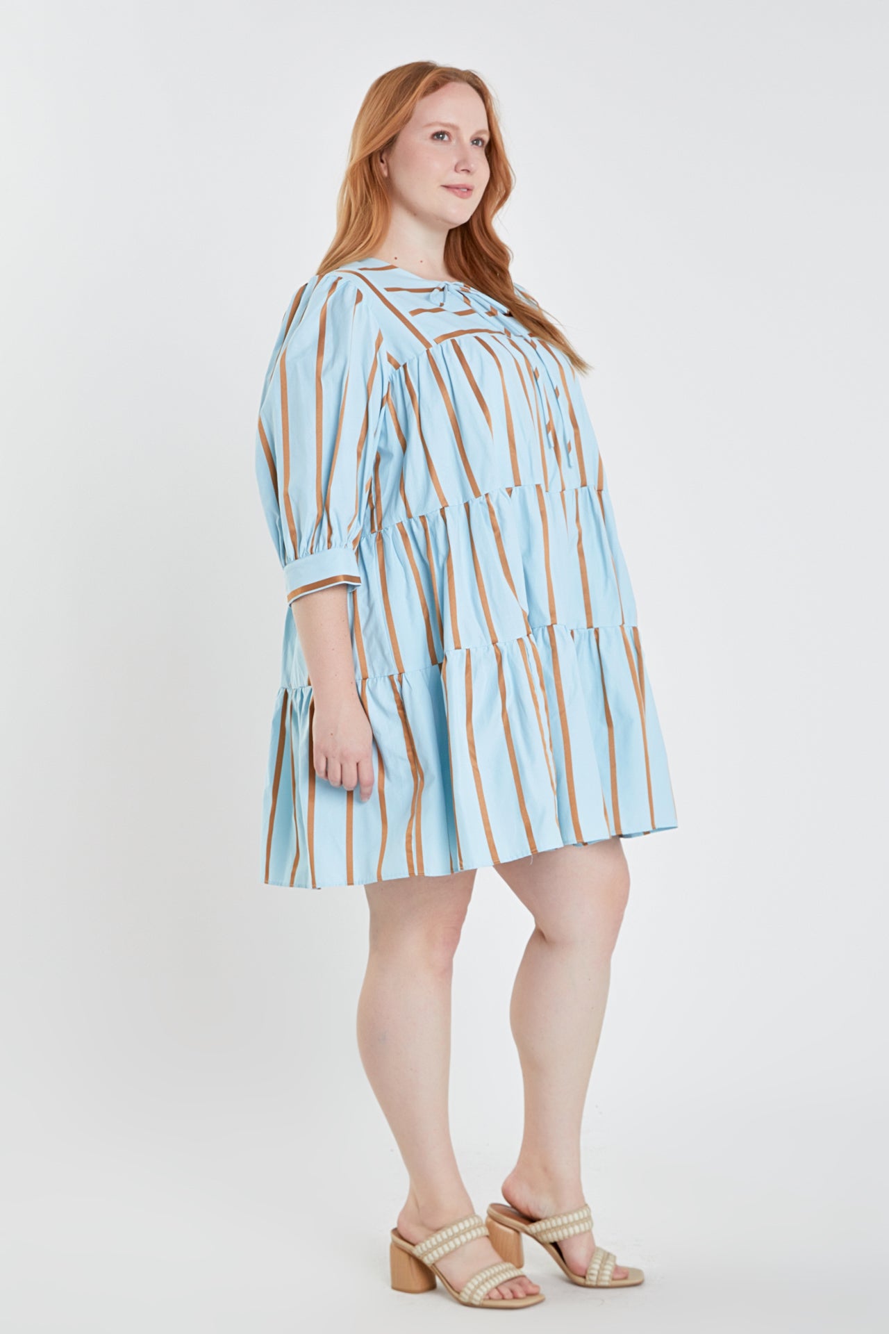 ENGLISH FACTORY - English Factory - Striped Blouson Mini Dress Plus Size - DRESSES available at Objectrare