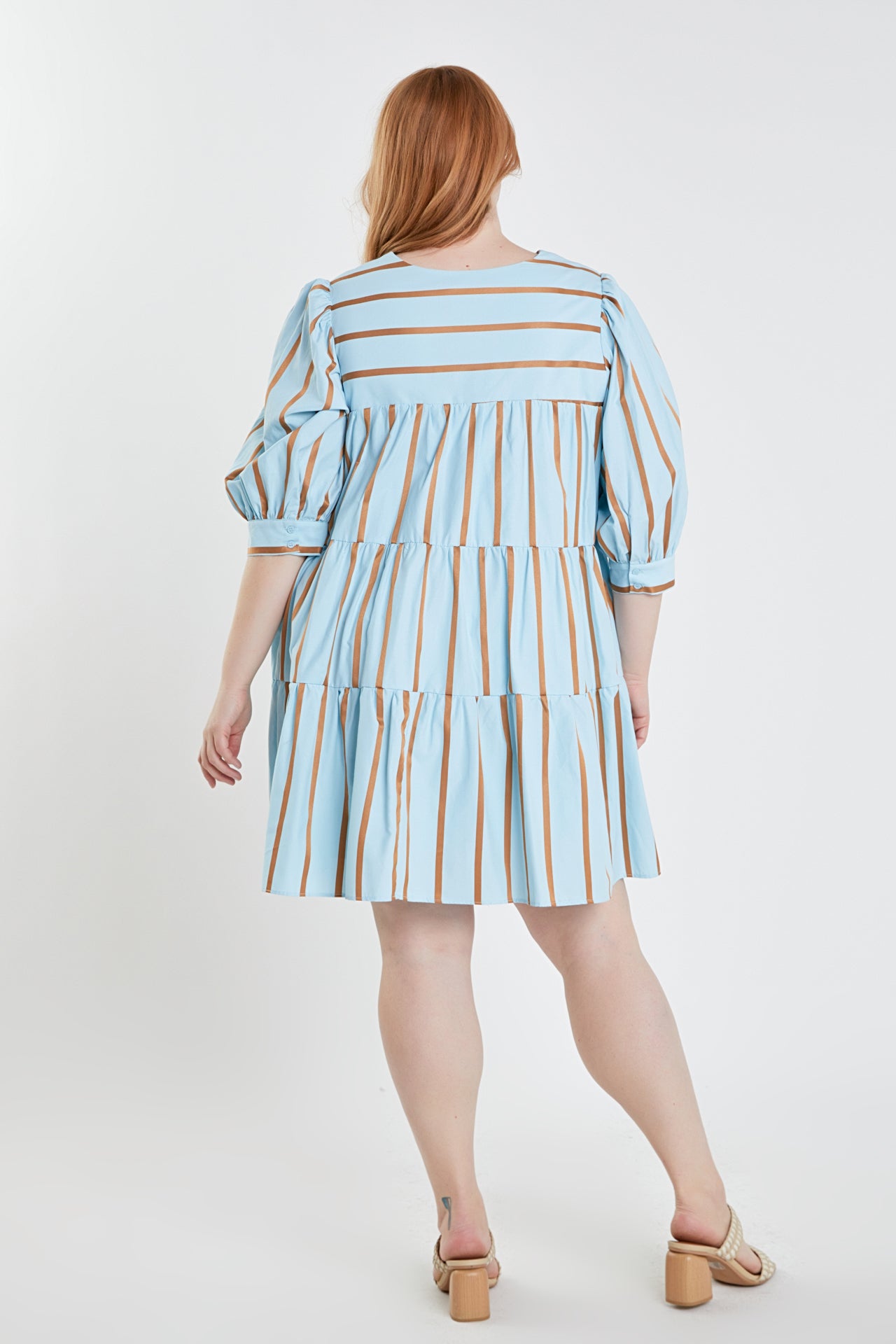 ENGLISH FACTORY - English Factory - Striped Blouson Mini Dress Plus Size - DRESSES available at Objectrare