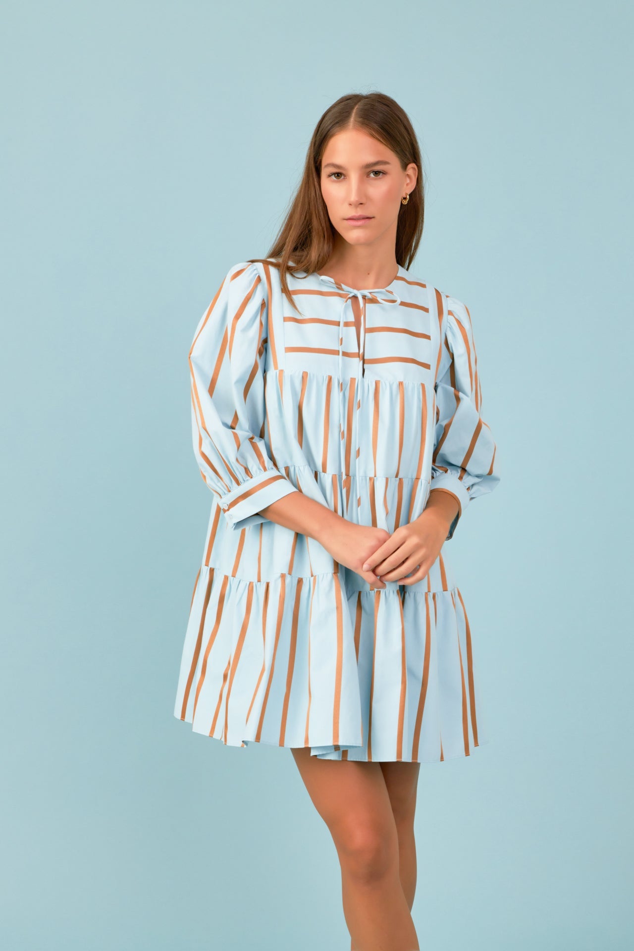 Striped Blouson Mini Dress