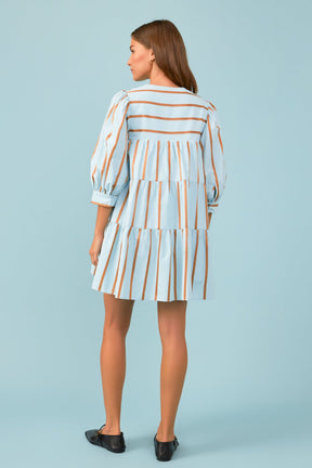 ENGLISH FACTORY - English Factory - Striped Blouson Mini Dress - DRESSES available at Objectrare